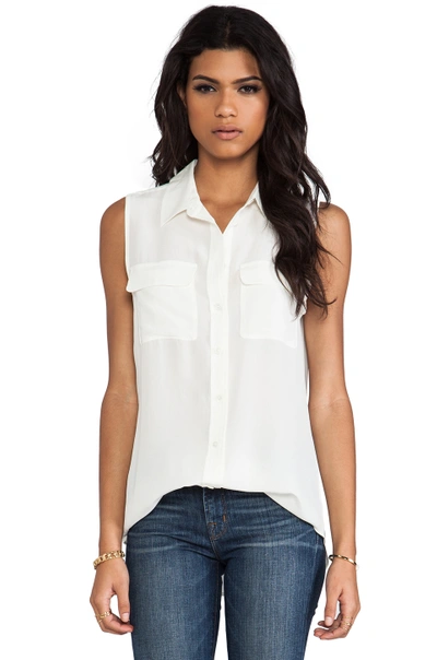 Shop Equipment Sleeveless Slim Signature Blouse In Nature White