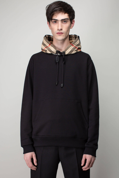 Burberry Samuel Check Hoodie Sweatshirt In Coal Blue | ModeSens