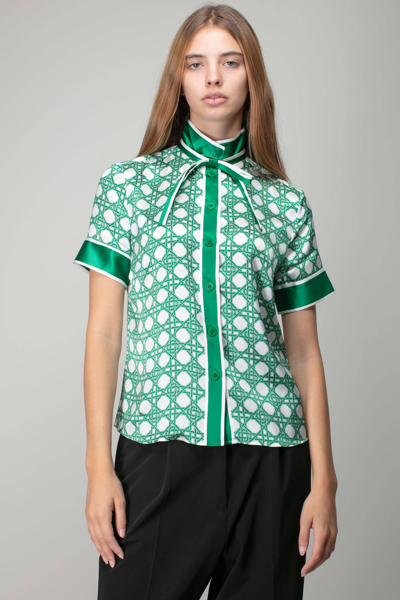 Shop Casablanca Short Sleeve Neck Tie Shirt