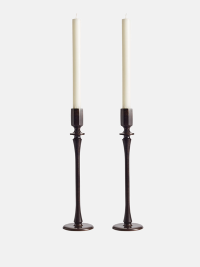 Soho Home Set Of 2 Hansen Candle Holders Patina Brass Large
