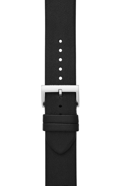 Shop Tory Burch Mcgraw Leather Apple Watch® Watchband In Black
