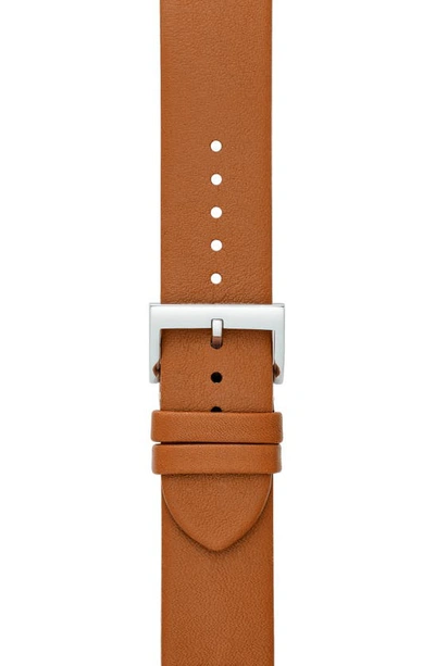 Shop Tory Burch Mcgraw Leather Apple Watch® Watchband In Brown