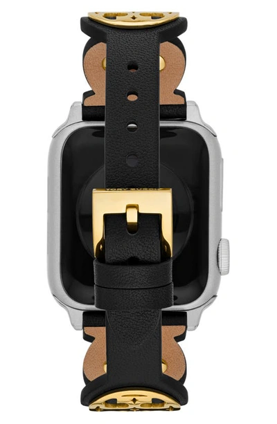 Tory Burch Miller Leather Band For Apple® Watch, 42mm/44mm In Black |  ModeSens