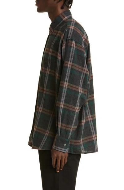 Shop Our Legacy Borrowed Plaid Wool Blend Button-down Shirt In Green Pub Check