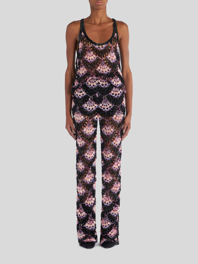 Shop Etro Crochet Trousers Embroidered With Sequins In Black