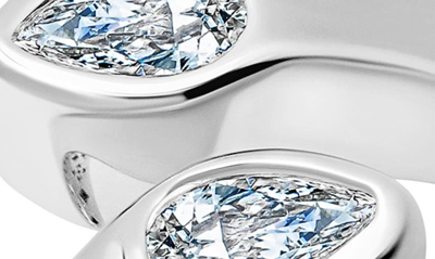 Shop Crislu Pear Cut Cubic Zirconia Bypass Ring In Platinum