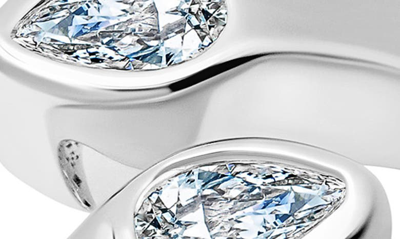 Crislu Pear Cut Cubic Zirconia Bypass Ring In Platinum