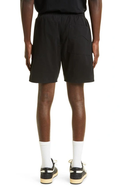 Shop Rhude Embroidered Logo Cotton Twill Shorts In Black 0372