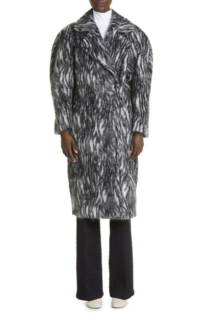 Shop Dries Van Noten Royal Bis Zebra Jacquard Coat In Black 900