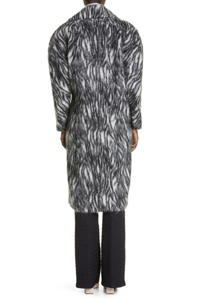Dries Van Noten Royal Zebra Oversized Mohair Coat In Black 900