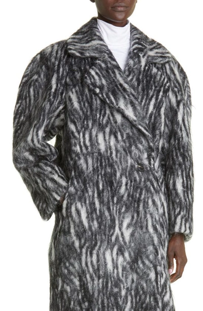 Shop Dries Van Noten Royal Bis Zebra Jacquard Coat In Black 900