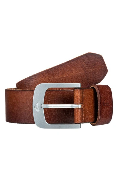 Shop Quiksilver The Everydaily 3 Leather Belt In Chocolate