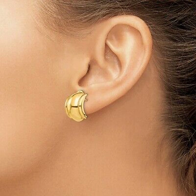 Pre-owned Skyjewelers Real 14kt Yellow Gold Polished Fancy Omega Back Post Earrings