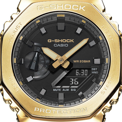 Pre-owned Casio G-shock Gm-2100g-1a9jf Metal Silver Case Analog Digital Chrono Men Watch