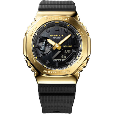 Pre-owned Casio G-shock Gm-2100g-1a9jf Metal Silver Case Analog Digital Chrono Men Watch