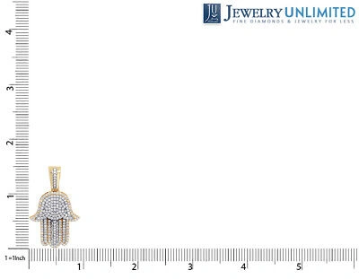 Pre-owned Jewelry Unlimited Unisex Real Hamsa Hand Diamond Pendant 1 7/10 Ct 10k Yellow White Gold 1.5" In G-h