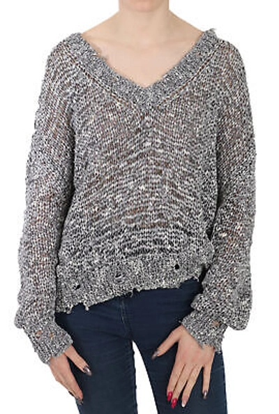 Pre-owned Iro Jeans Sweater Gray Polyester Knitted Plunging Long Sleeve It42/ Us8 / M $420