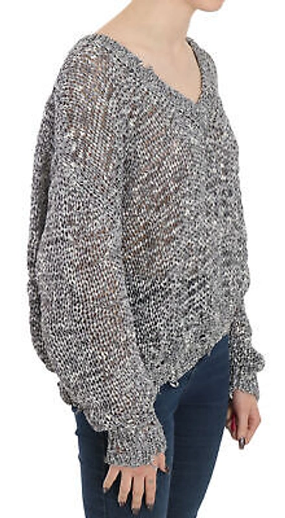 Pre-owned Iro Jeans Sweater Gray Polyester Knitted Plunging Long Sleeve It42/ Us8 / M $420