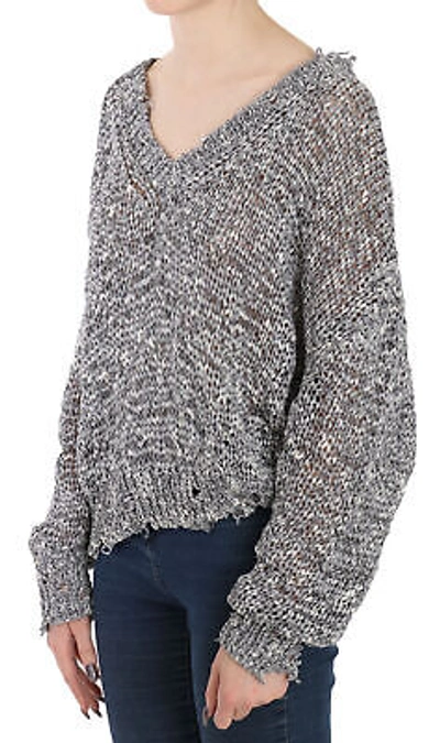 Pre-owned Iro Jeans Sweater Gray Polyester Knitted Plunging Long Sleeve It42/ Us8 / M $420