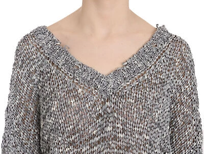 Pre-owned Iro Jeans Sweater Gray Polyester Knitted Plunging Long Sleeve It42/ Us8 / M $420