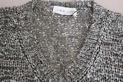 Pre-owned Iro Jeans Sweater Gray Polyester Knitted Plunging Long Sleeve It42/ Us8 / M $420