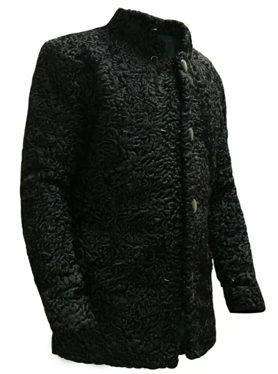 Pre-owned Handmade Brand Black Real Karakul Fur Persian Lamb Fur Fit Jacket Coat All Sizes