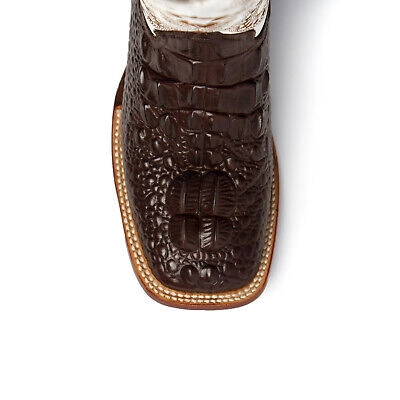 Pre-owned Ferrini Ladies Chocolate Leather Caiman S-toe Rancher Cowboy Boots In Brown