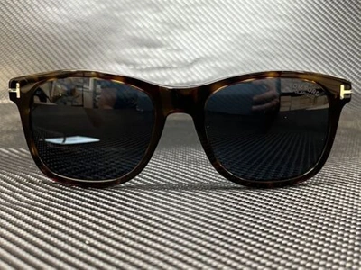 Pre-owned Tom Ford Ft0595 52d Havana Blue Polarized 55 Mm Men's Sunglasses In Gray