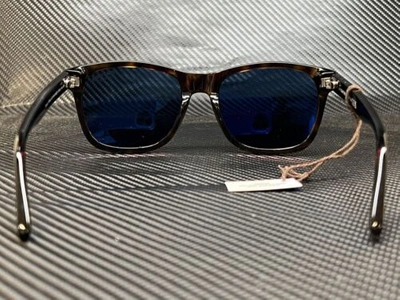 Pre-owned Tom Ford Ft0595 52d Havana Blue Polarized 55 Mm Men's Sunglasses In Gray