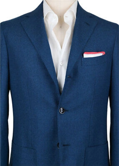Pre-owned Napoli Barba  Blue Virgin Wool Solid Sportcoat - 38/48 - (bn98173)