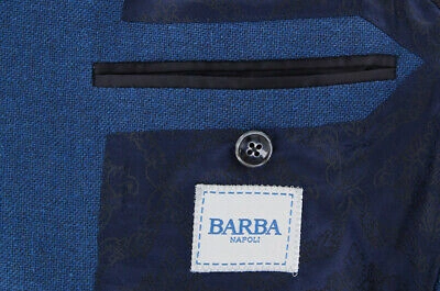Pre-owned Napoli Barba  Blue Virgin Wool Solid Sportcoat - 38/48 - (bn98173)