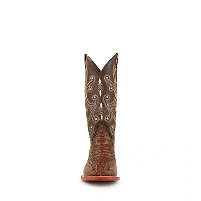 Pre-owned Ferrini Ladies Rust Leather Caiman Print S-toe Stampede Cowboy Boots