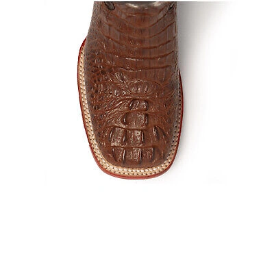 Pre-owned Ferrini Ladies Rust Leather Caiman Print S-toe Stampede Cowboy Boots
