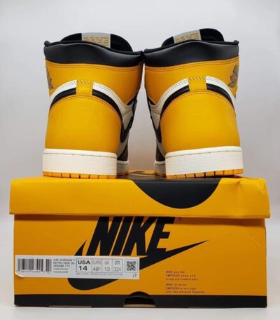 Pre-owned Jordan Nike Air  1 Retro High Og Taxi Yellow Toe Size Mens 14 555088-711 In Hand