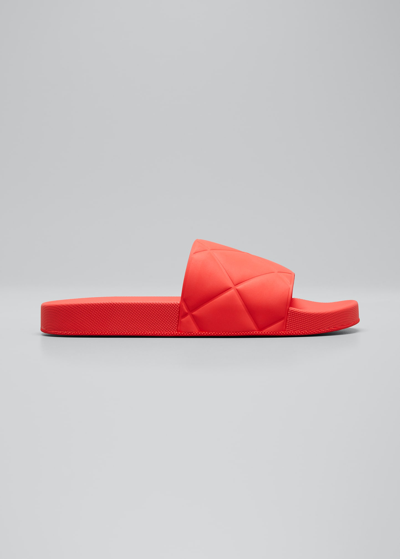 Shop Bottega Veneta Men's Quilted Slide Sandals In All Spice