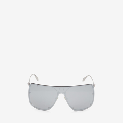 Shop Alexander Mcqueen Skull Mask Sunglasses In Grey/silver