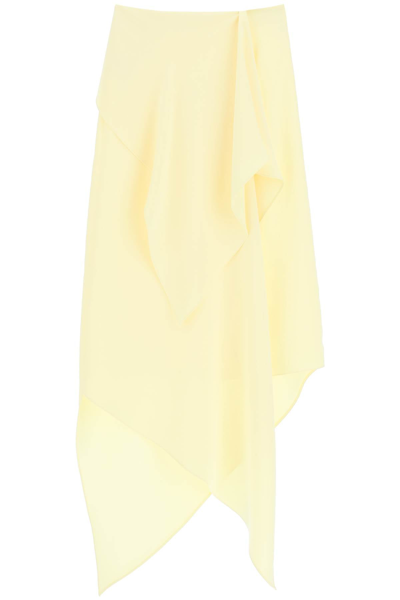 Shop A.w.a.k.e. Draped Skirt With Asymmetrical Detailing In Yellow