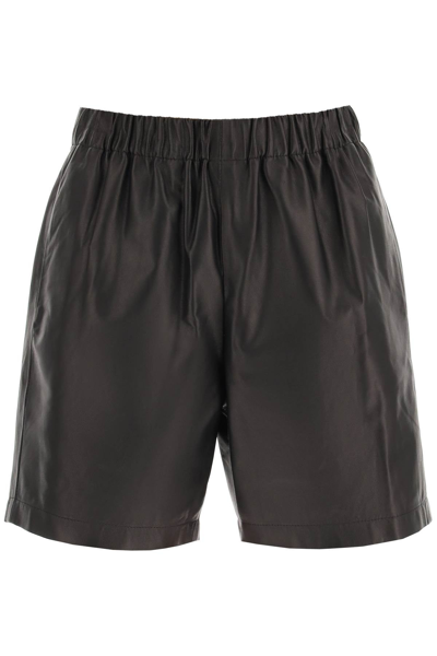 Shop Amiri Leather Shorts In Black