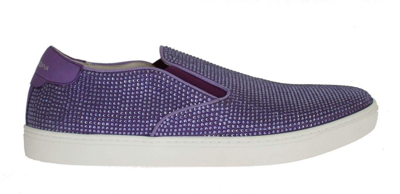 Shop Dolce & Gabbana Purple Strass Canvas Logo Sneakers