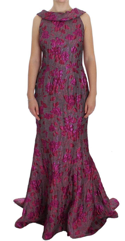 Shop Dolce & Gabbana Women Pink Floral Brocade Sheath Gown Dress