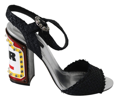 Shop Dolce & Gabbana Black Crystals Led Lights Sandals Shoes