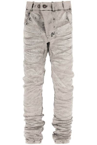 Shop Boris Bidjan Saberi Handcrafted Acid-dyed Denim Jeans In Grey