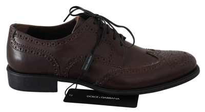 Shop Dolce & Gabbana Brown Leather Brogue Derby Dress Shoes