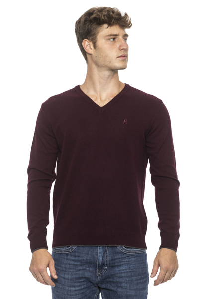 Shop Conte Of Florence V-neck Solid Color Sweater In Burgundy