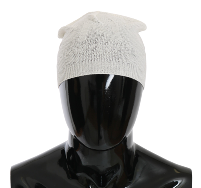 Shop Costume National Beanie White Wool Blend Branded Hat