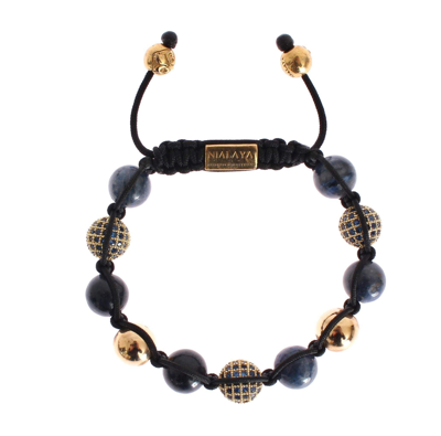 Shop Nialaya Cz Coral Gold 925 Bracelet In Blue
