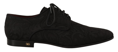 Shop Dolce & Gabbana Black Jacquard Lace Up Dress Derby Shoes