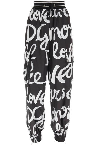 Shop Dolce & Gabbana Graffiti Print Baggy Pants In Multicolor