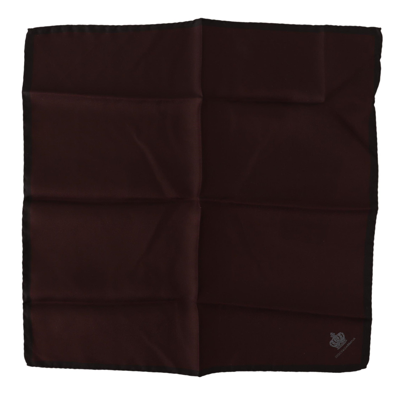 Shop Dolce & Gabbana Maroon Square Handkerchief 100% Silk Scarf In Marrone
