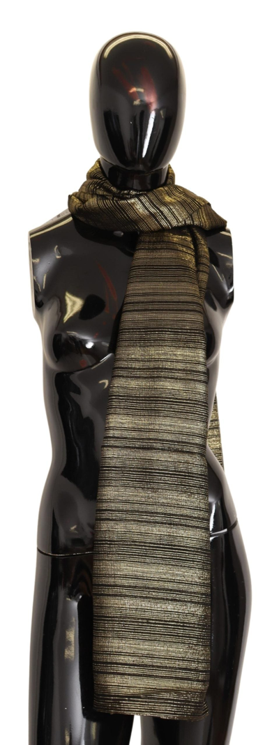 Dolce & Gabbana Metallic Gold Silk Stretch Shawl Wrap Scarf In Gold